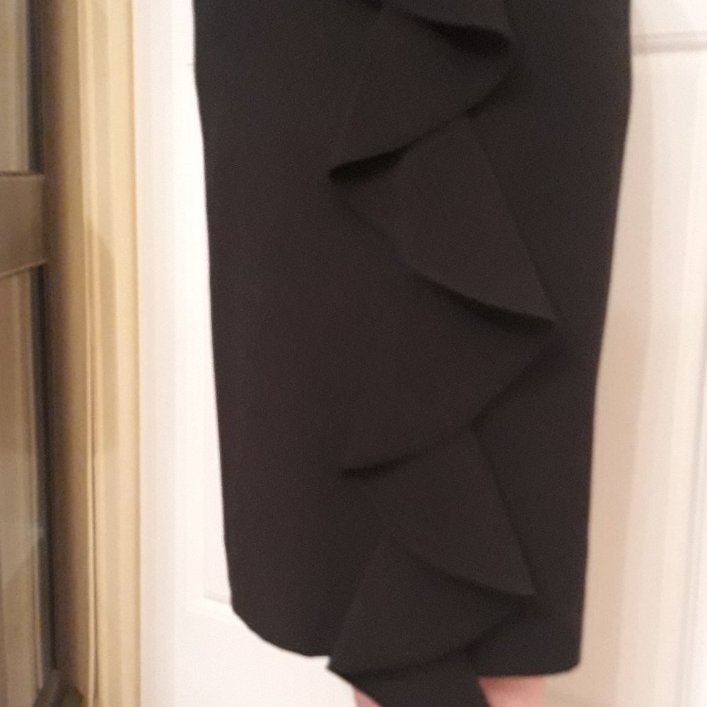 black midi skirt with side ruffle, size 4 Worthington
